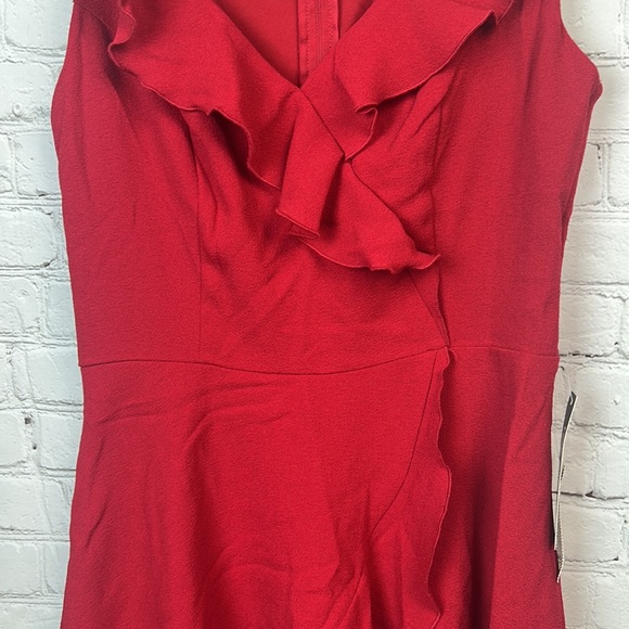 Teeze Me Red Ruffle Faux Wrap Dress Juniors Size 11/12 Prom Homecoming - Picture 4 of 6